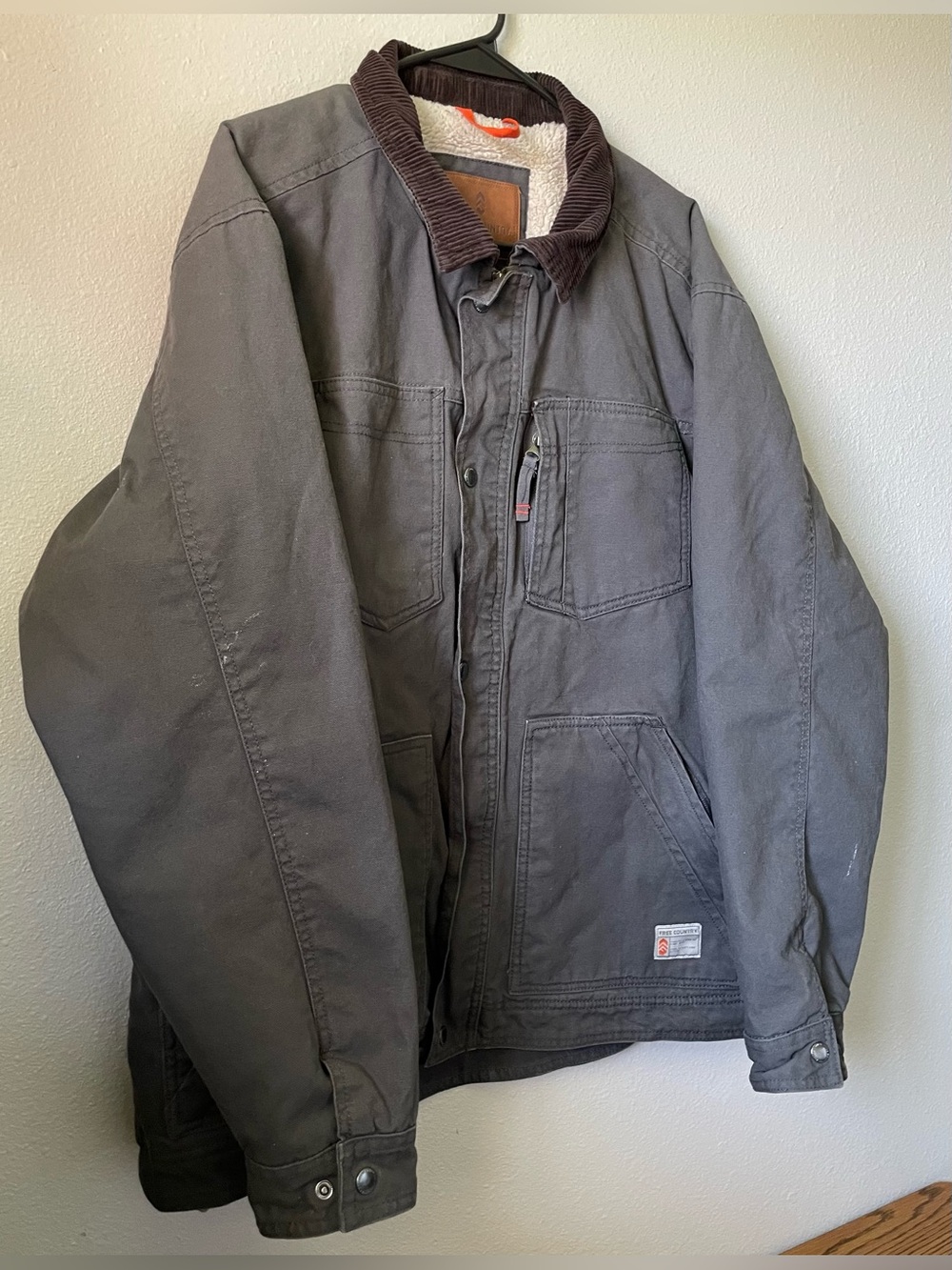 Free Country Dark Gray Sherpa-Lined Jacket with Corduroy Collar